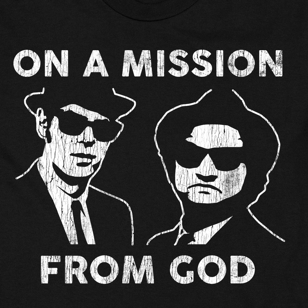 OM3® Blues Brothers Maglietta Donna | On A Mission From God Jake E Elwood | T-Shirt Cult Movie Streetwear Taglie S-XXL