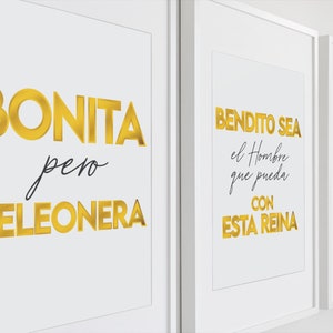 Soy Chingona Wall Art SET OF 3 - Wall Art, Stay Positive, Work Hard, Mujer Chingona, Latina, Educada, Reina, Bonita