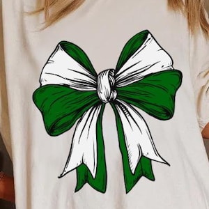 Green coquette bow png, Football bow png, Green and white bow png, Game day png, Touchdown season png, Green Football png, Sport bow png