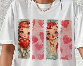 Retro Valentine png, Valentines day png, Cupid png, love png, Xoxo png, Heart png, Coquette valentine png, Baby Cupid png, Valentine Shirt