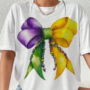 Mardi Gras Coquette Bow PNG, Mardi Gras bow Png, Fleur De Lis Png, Louisiana Festival, King Cake Png, Mardi Gras Png, Watercolor bow png