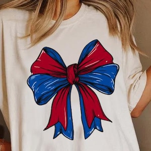 Blue and Red football png, Football bow png, Blue red bow png, Coquette bow png, Game day png, Touchdown season png, Bow png, Girly png