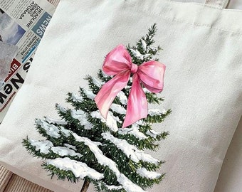 Christmas tree with pink coquette bow PNG, Christmas tree png, Pink bow png,Pink Christmas png, preppy christmas png, Coquette Christmas png