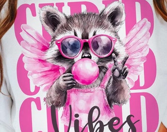 Cupid vibes png, Raccoon Valentines png, Funny raccoon png, Valentine’s Day Sublimation, Cupid PNG, Love Sublimation, Vday Shirt Designs
