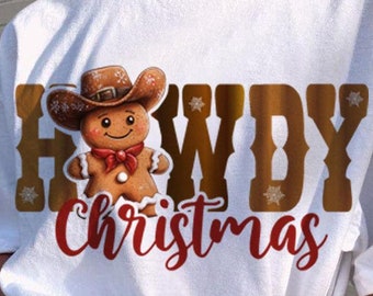 Howdy Chrsitmas Gingerbread man PNG, Christmas Season Png, Christmas western PNG, Christmas png, Retro Christmas png, Merry christmas PNG