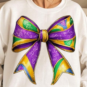 Mardi Gras coquette bow png, Mardi Gras png, Coquette bow png, festival png, Trendy Mardi Gras Bow Digital Design Sublimation Download