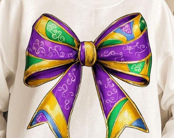 Mardi Gras coquette bow png, Mardi Gras png, Coquette bow png, festival png, Trendy Mardi Gras Bow Digital Design Sublimation Download