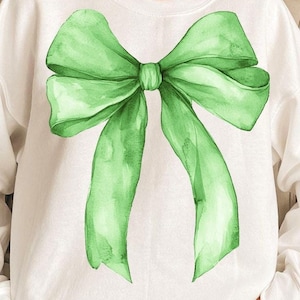 Realistic Green Coquette Ribbon Bow PNG, Green Bow Watercolor PNG, Coquette pngs, Bow png, green ribbon png, trendy png, Bow png