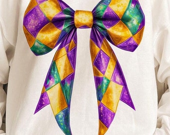 Mardi Gras Coquette Bow PNG, Mardi Gras bow Png, Mardi Gras Bow Sublimation png, Louisiana Festival,  Fleur De Lis Png, Retro Mardi Gras Png