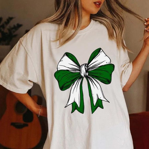Green coquette bow png, Football bow png, Green and white bow png, Game day png, Touchdown season png, Green Football png, Sport bow png
