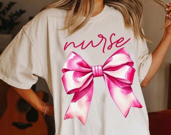 Nurse coquette bow png, Nurse png, Nurse bow png, Coquette bow png, Pink bow png, retro nurse png, Nurse life png, nursing png,Pink Coquette