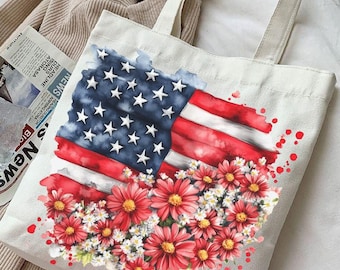 Floral American Flag PNG, 4th of July PNG, America Png, Flowers Patriotic PNG Design, Coquette 4th Of July Png, Retro usa Png design