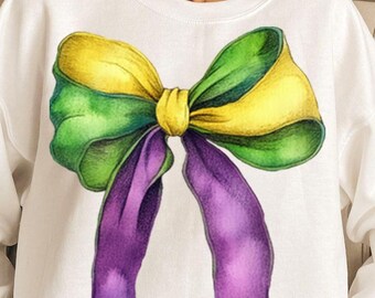 Mardi Gras Coquette Bow PNG, Mardi Gras bow Png, Fleur De Lis Png, Louisiana Festival, King Cake Png, Mardi Gras Png, Ribbon bow png