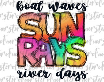 Boat Waves Sun Rays River Days PNG, Summer Png, Retro Summer Png, River Days Png,  River Vibes Png, Vacation Png, Sublimation Designs