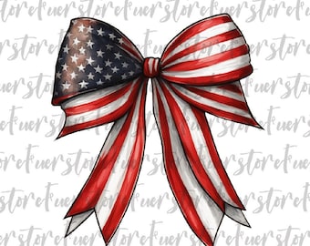 American bow png, Red and White Coquette Bow PNG, Coquette bow png, 4th of July png, retro bow png, Independence day png, Usa bow png