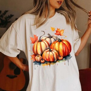 Fall PNG, Pumpkins png, Pumpkins watercolor, Happy Fall PNG, Thanksgiving png,  Fall Pumpkin Designs, Retro halloween png, Fall Sublimation
