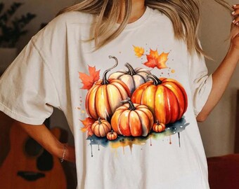 Fall PNG, Pumpkins png, Pumpkins watercolor, Happy Fall PNG, Thanksgiving png,  Fall Pumpkin Designs, Retro halloween png, Fall Sublimation