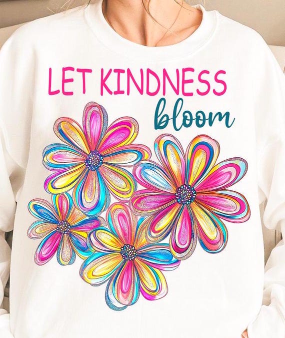 Let kindness bloom PNG, flower png, retro flower png, boho flowers png, boho floral png, mental health png, hippie png, abstract flower png