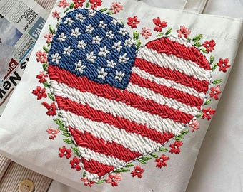 Embroidery usa PNG, American flag png, heart america png, 4th of july png, Independence Day png, Floral usa png, America png, Usa png