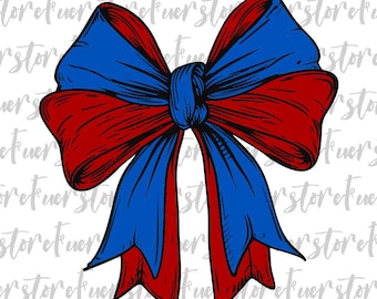 Blue and Red football png, Football bow png, Blue red bow png, Coquette bow png, Game day png, Touchdown season png, Bow png, Girly png