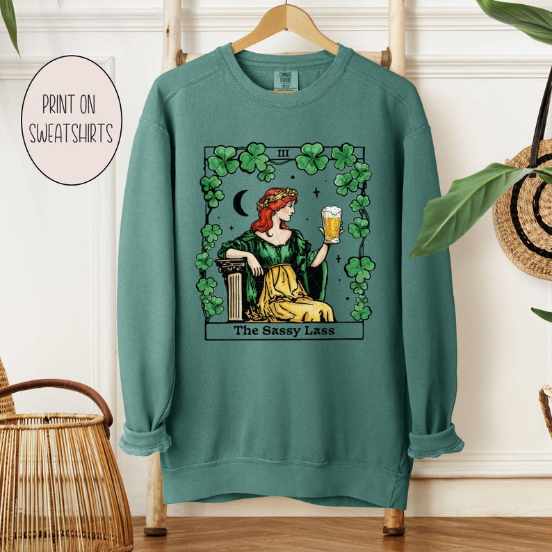 Sassy Lessb Sassy Lass PNG: Vintage Style Tarot Card Beer and Shenanigans Design ...