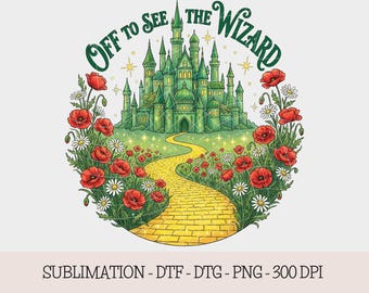 Off To See The Wizard PNG:  Yellow Brick Road T-Shirt Design, Digital Download