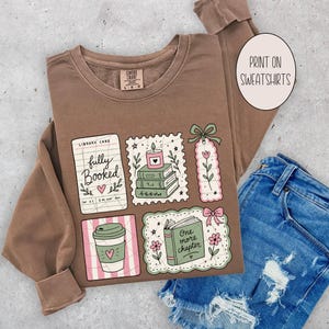 Leesgrage png-kunstbundel | Coquette doodle T-shirtontwerpen | Boeken en koffie | Nog één hoofdstuk SVG-sublimatie afbeelding 9