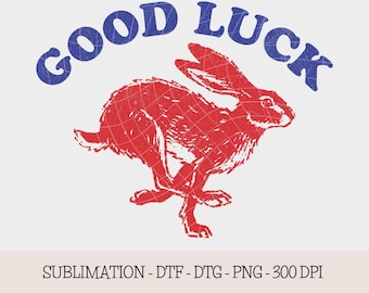 Good Luck PNG:  Retro Lucky Rabbit T-Shirt Design, Digital Download