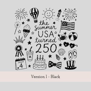 USA 250 PNG-paket: T-shirtdesign för amerikanskt 250-årsjubileum, retro patriotisk klotter PNG, sublimeringsdesign för 4 juli (digital nedladdning) bild 6