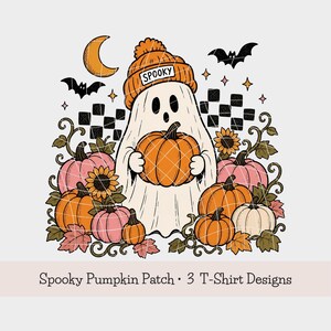 Gruseliges Kürbisbeet-PNG-SVG-Bundle | Retro-Halloween-Geister-T-Shirt-Design (Digitaler Download)