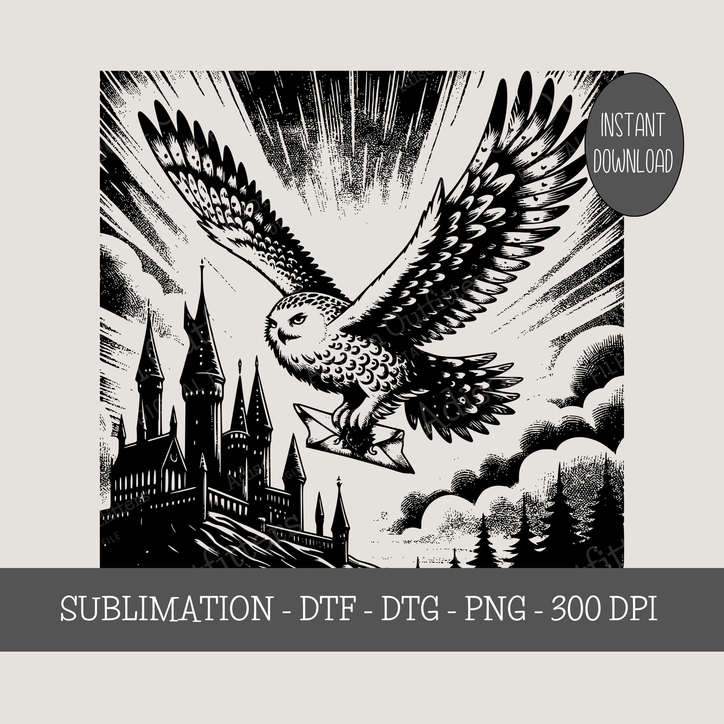 Magic Owl Post PNG, Wizard Castle School of Witchcraft and Wizardry, Mystical Vintage Style Design,