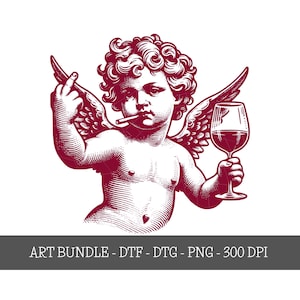 Snarky Cupid Anti-Valentine PNG SVG, Wine Lover Design (Digital Download)