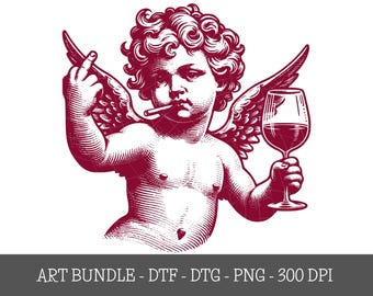 Sarkastisk Cupid Anti-Valentine PNG SVG, Vinälskare Design (Digital Nedladdning)
