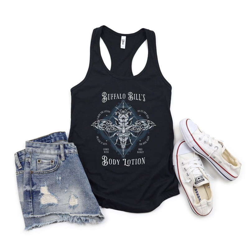Buffalo Bills Body Lotion Racerback Tank Top, Gothic Horror Movie Fan Gift image 2