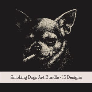 Paquete de arte PNG de perros fumadores: diseño de camiseta estilo grunge Y2K, descarga digital