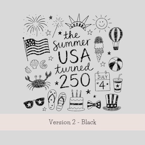 USA 250 PNG-paket: T-shirtdesign för amerikanskt 250-årsjubileum, retro patriotisk klotter PNG, sublimeringsdesign för 4 juli (digital nedladdning) bild 5