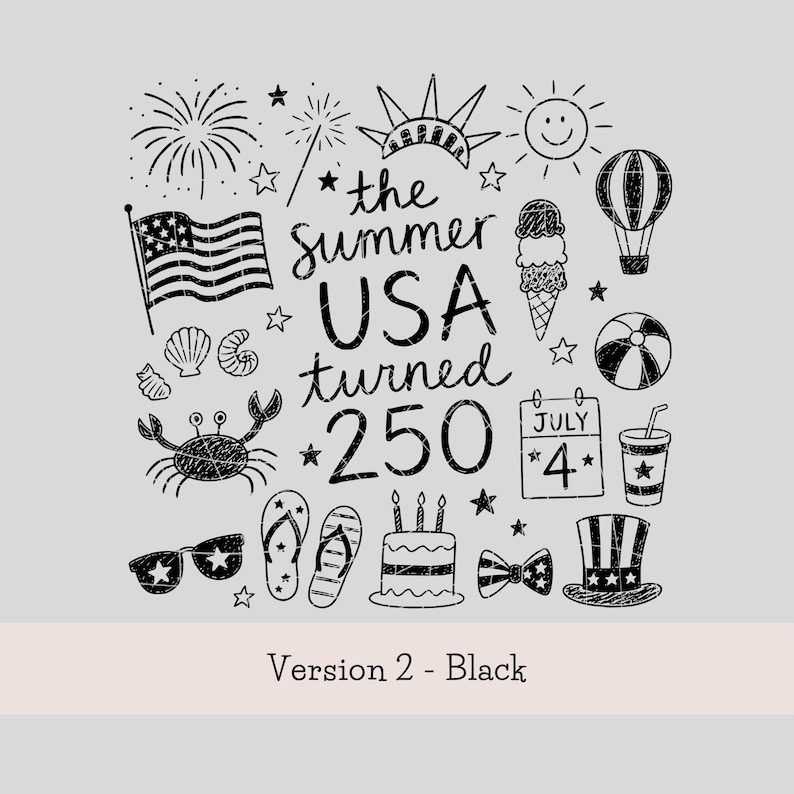 USA 250 PNG-paket: T-shirtdesign för amerikanskt 250-årsjubileum, retro patriotisk klotter PNG, sublimeringsdesign för 4 juli (digital nedladdning) bild 5