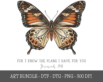Butterfly Bible Verse PNG: Christian T-Shirt Design (Digital Download)