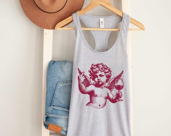 Sarcastic Cupid Racerback Tank Top, Women's Anti Valentine's Day Gift