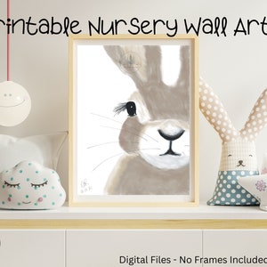 Woodland Bunny Nursery Printable Wall Art | Original Art | Newborn Baby Gift | Nursery Decor | Christmas or Birthday Gift | Hand drawn
