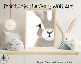 Woodland Bunny Nursery Printable Wall Art | Original Art | Newborn Baby Gift | Nursery Decor | Christmas or Birthday Gift | Hand drawn