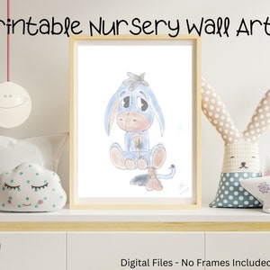 Baby Donkey Nursery Printable Wall Art | Original Art | Newborn Baby Gift | Nursery Decor | Christmas or Birthday Gift | Hand drawn