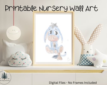 Baby Donkey Nursery Printable Wall Art | Original Art | Newborn Baby Gift | Nursery Decor | Christmas or Birthday Gift | Hand drawn