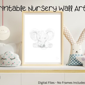 Baby Elephant Nursery Printable Wall Art | Original Art | Newborn Baby Gift | Nursery Decor | Christmas or Birthday Gift