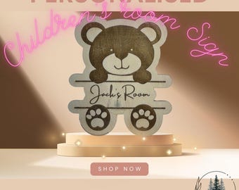 Personalised Children's Room Sign Nursery Bear