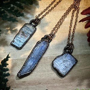 Kyanite blade necklace | copper electroformed kyanite pendant necklace | blue kyanite jewelry | raw crystal jewelry | gift for her