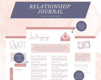 Relationship journal - Weekly relationship tracker - Couples journal - Relationship tracker template - printable template - A4 and US Letter