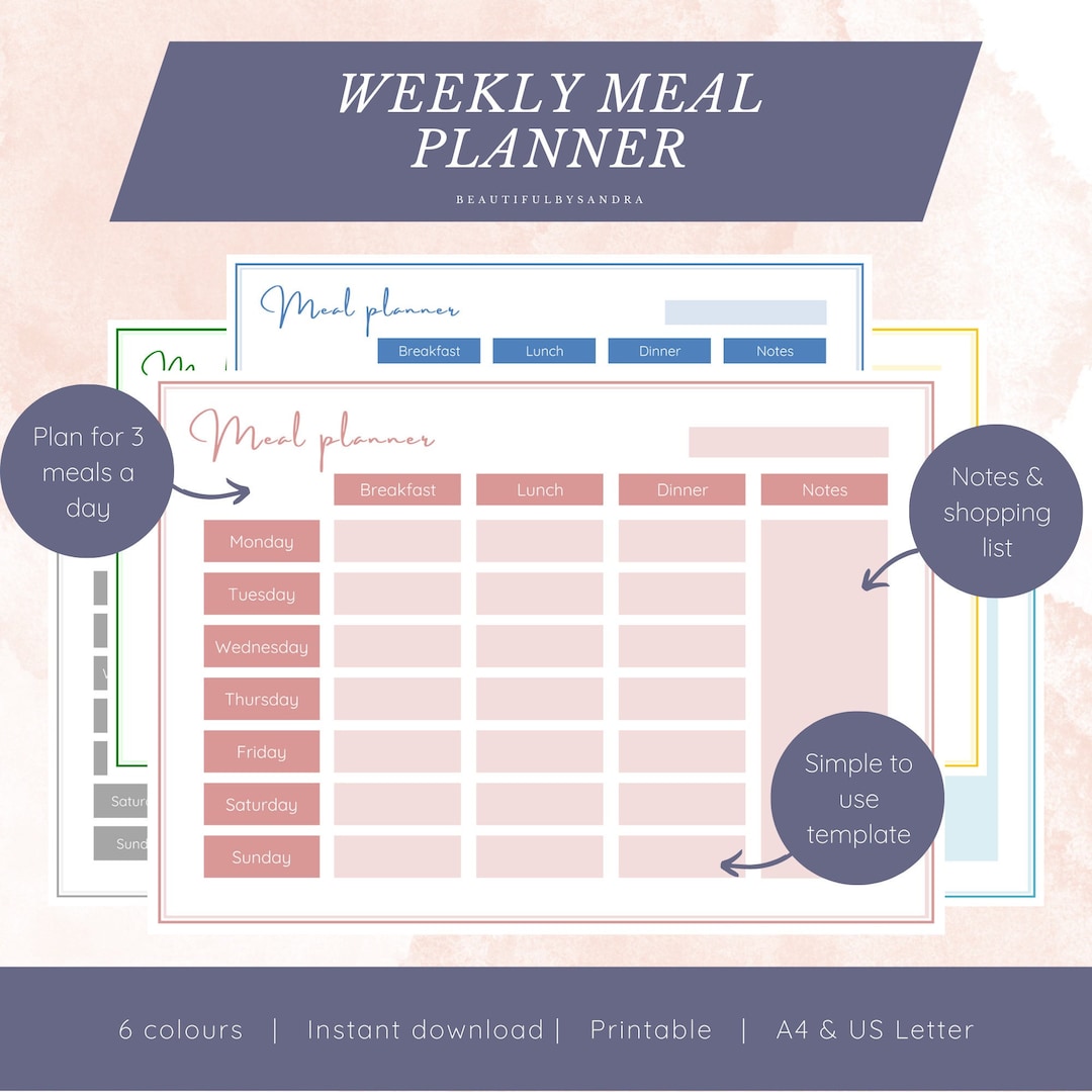 Meal Planner Meal Plan Template Printable Meal Template Daily Meals Meal Planner Meal Plan Template Printable Meal Template Daily Meals