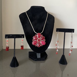 Karneol Blume Anhänger & 2 Ohrringe Sets