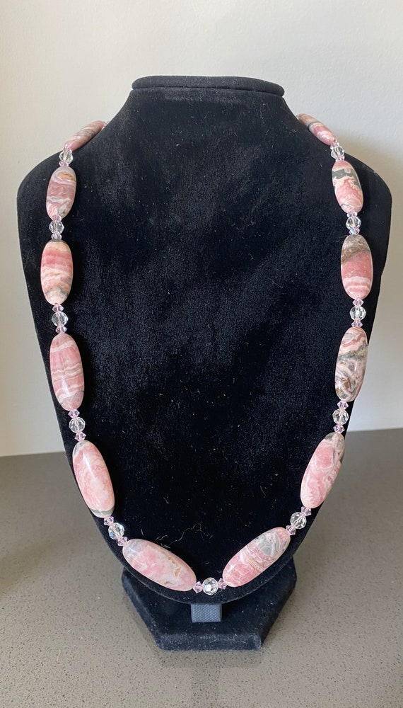 Pink Rhodochrosite Necklace & Earrings - image 2